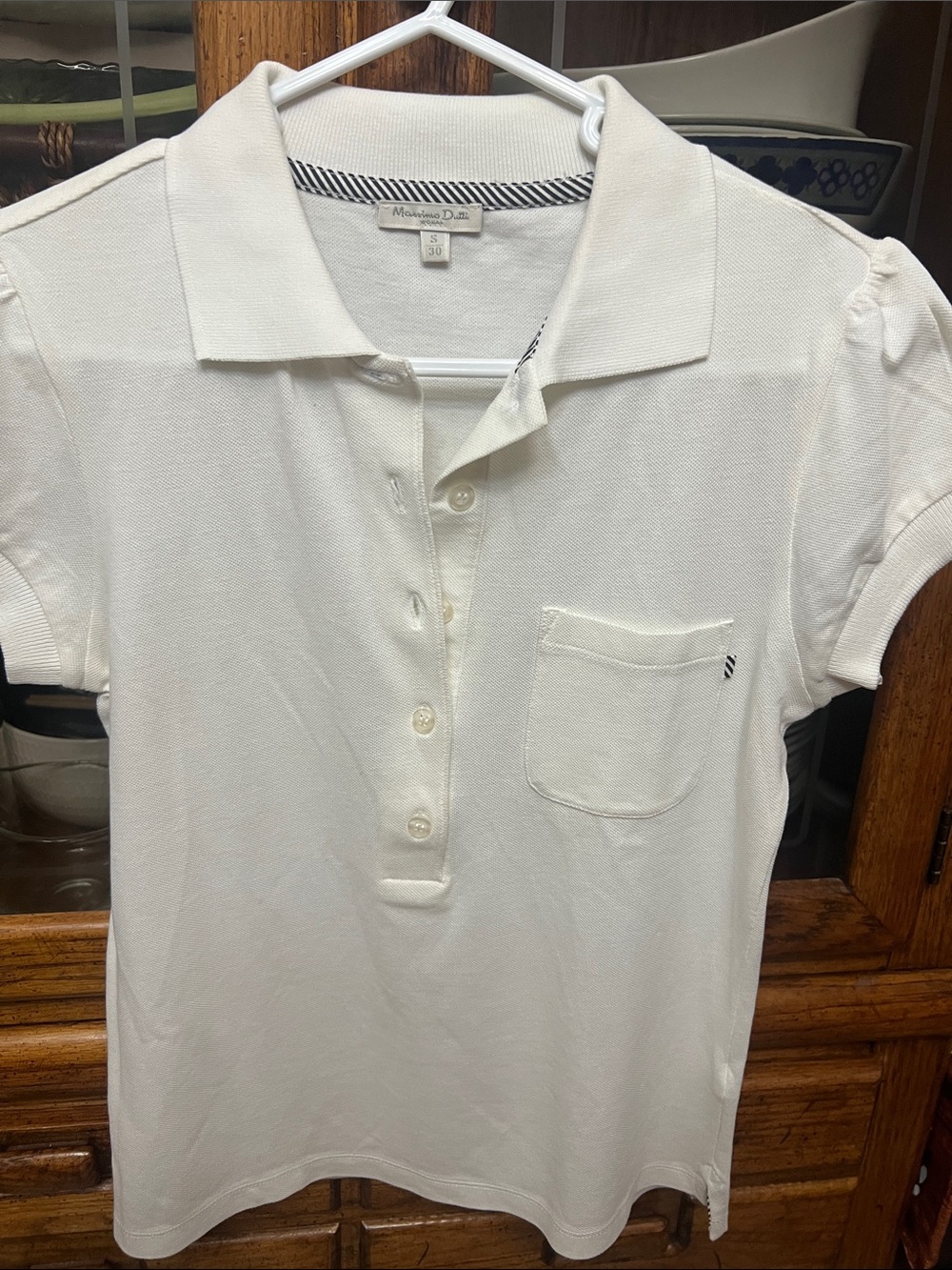 Massimo Dutti women’s Cream Pique Polo with Chest Pocket